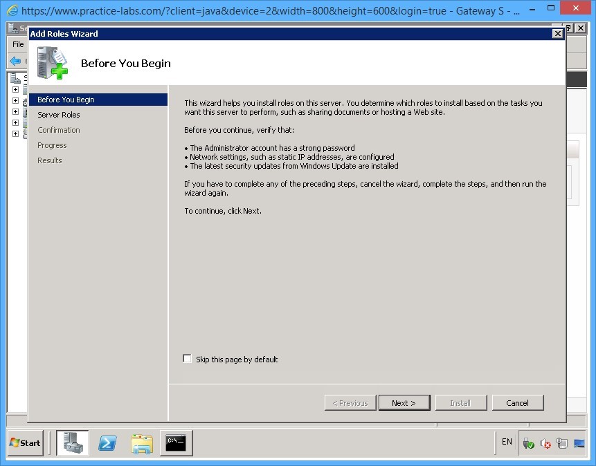 Practice Labs screenshot.